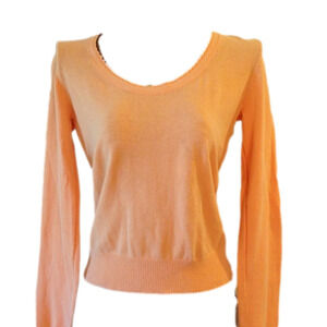 𝅺gap peach scalloped neck light sweater sz S